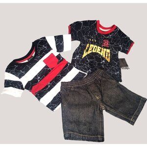 Quad Seven Toddler Boys 3-Piece Outfit Set Size 24M 100% Cotton